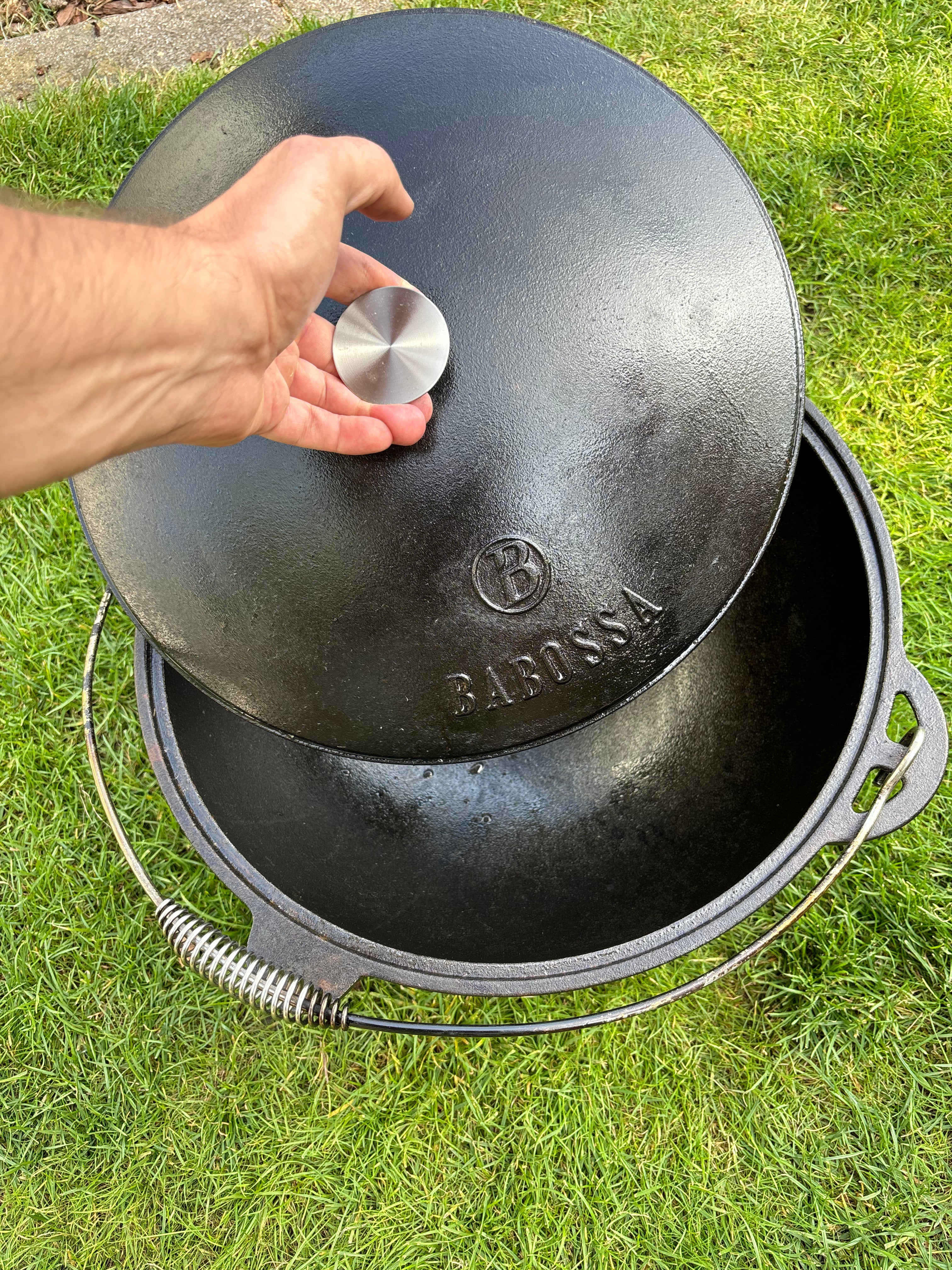 Kazan Gusseisen 12 Liter mit Gusseisendeckel | Perfekt für Schmorgerichte und Braten auf Grill oder Feuer