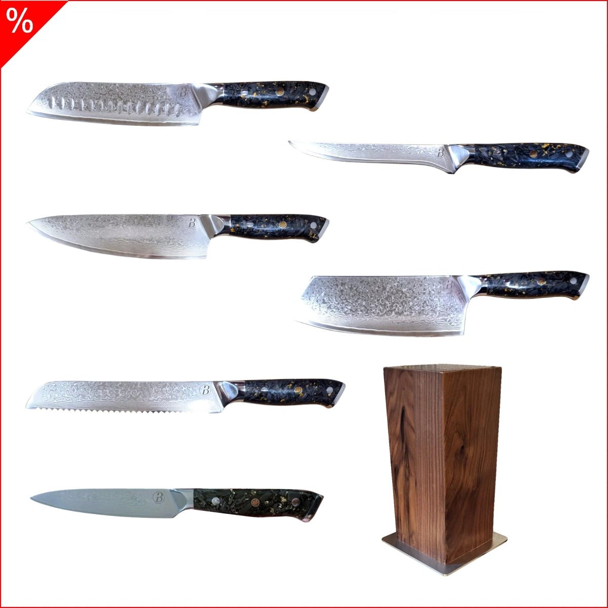 Babossa "Aurum Noir" 6 - teiliges Messerset mit Messerblock - BABOSSABabossa "Aurum Noir" 6 - teiliges Messerset mit MesserblockBABOSSABABOSSA