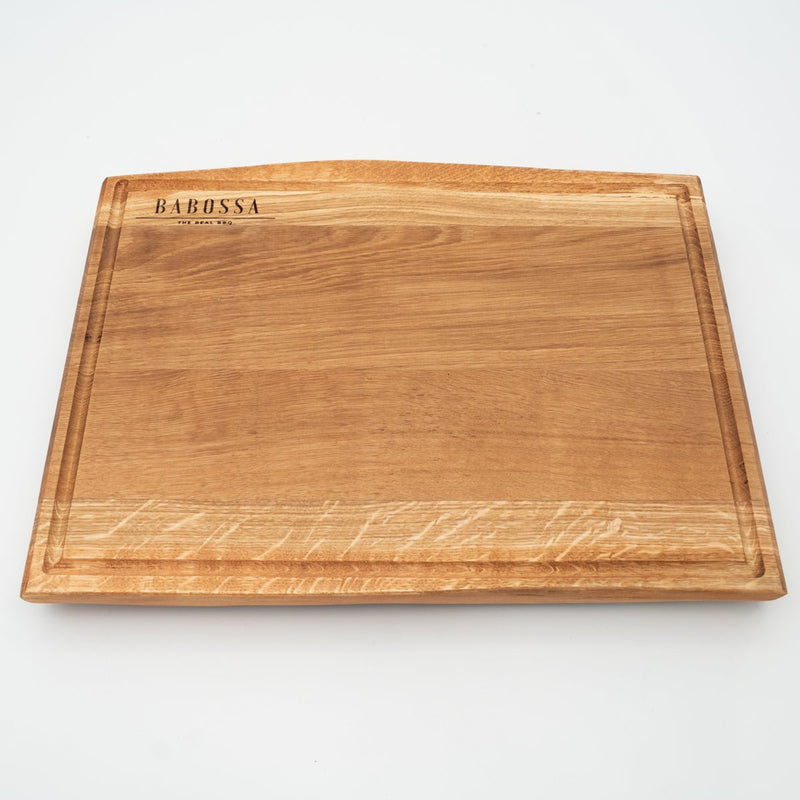 BABOSSA | Eichen Schneidebrett L | Naturkante | Saftrille | 44,5x35x4,5 cm - BABOSSABABOSSA | Eichen Schneidebrett L | Naturkante | Saftrille | 44,5x35x4,5 cmHolzbrettBABOSSABABOSSA