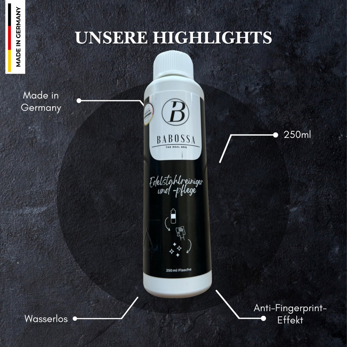 Edelstahlreiniger und - pflege - BABOSSAEdelstahlreiniger und - pflegeReinigerBABOSSABABOSSA