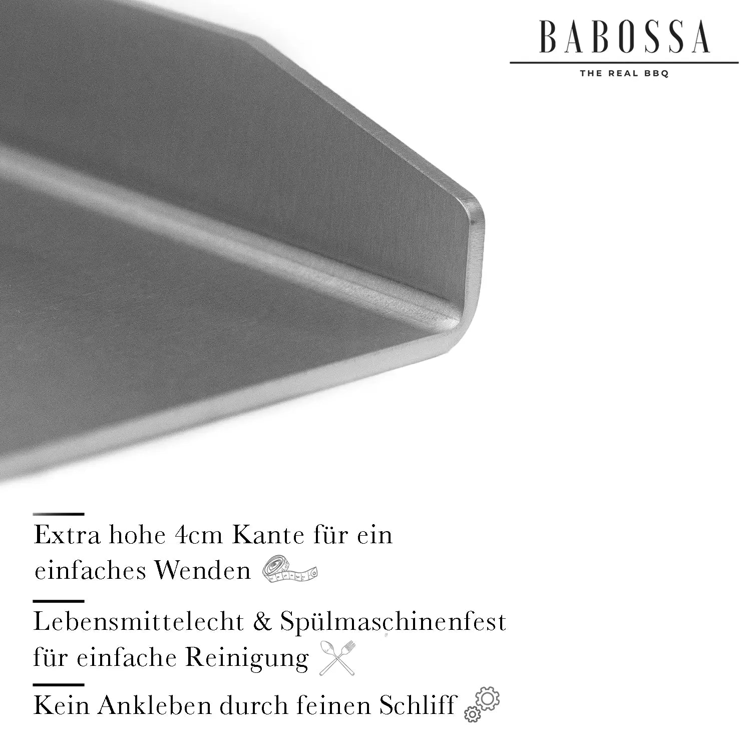 Plancha | Grillplatte | Edelstahl V2A | Burnhard Fred | 23,5x41,5cm
