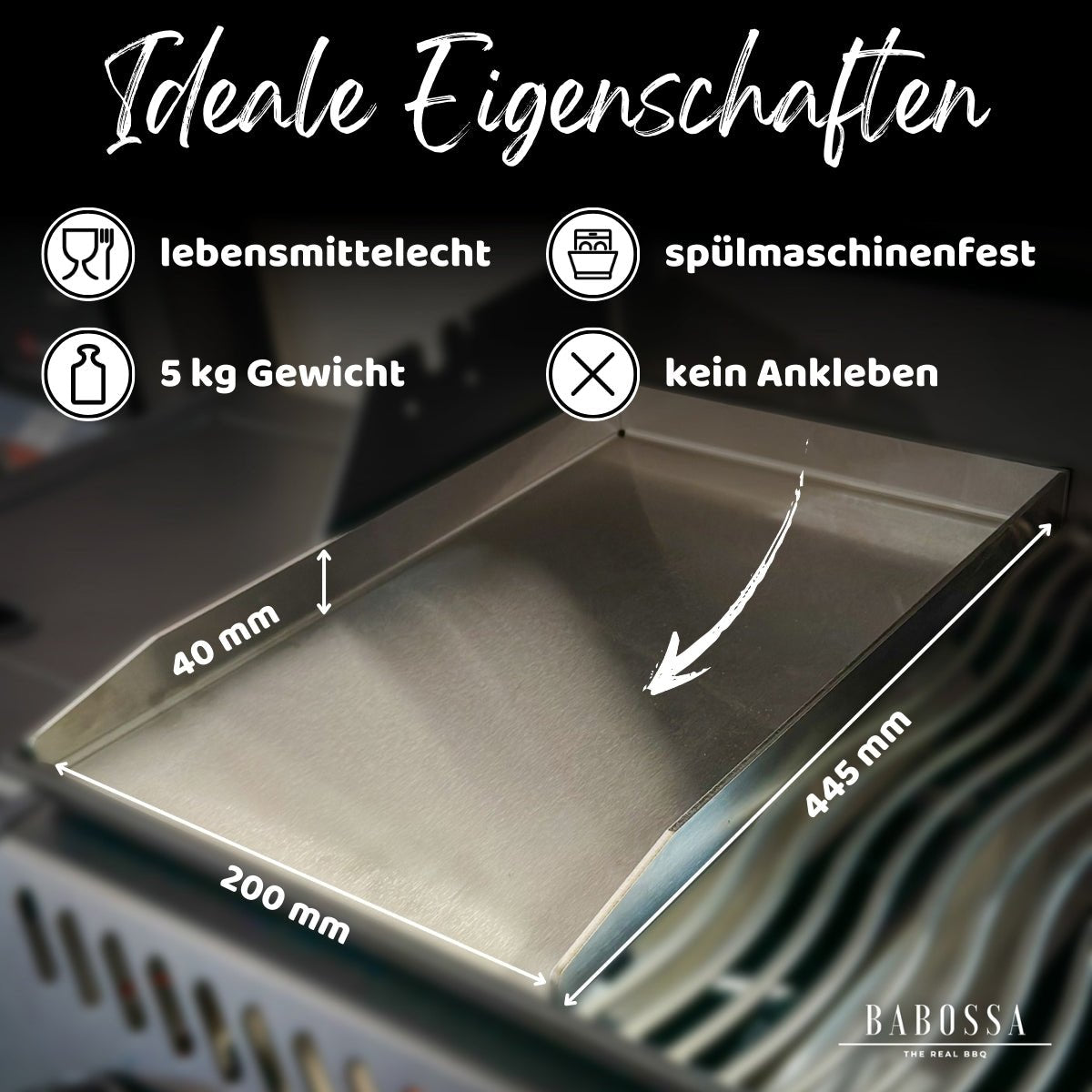 Plancha | Grillplatte | Edelstahl V2A | Enders Kansas II Pro 3 | 44,5 x 20,0cm - BABOSSAPlancha | Grillplatte | Edelstahl V2A | Enders Kansas II Pro 3 | 44,5 x 20,0cmPlanchaEndersBABOSSA