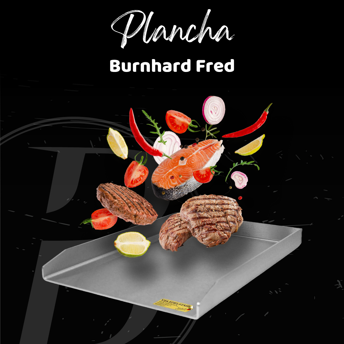 Plancha | Grillplatte | Edelstahl V2A | Burnhard Fred | 23,5x41,5 cm