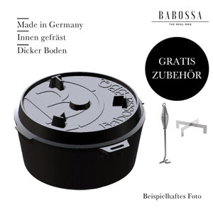 9er Innovativer Gusseiserner Topf | SET Deckelheber & Kreuz | Dutch Oven | Made In Germany - BABOSSA9er Innovativer Gusseiserner Topf | SET Deckelheber & Kreuz | Dutch Oven | Made In GermanyDutch OvenBABOSSABABOSSA