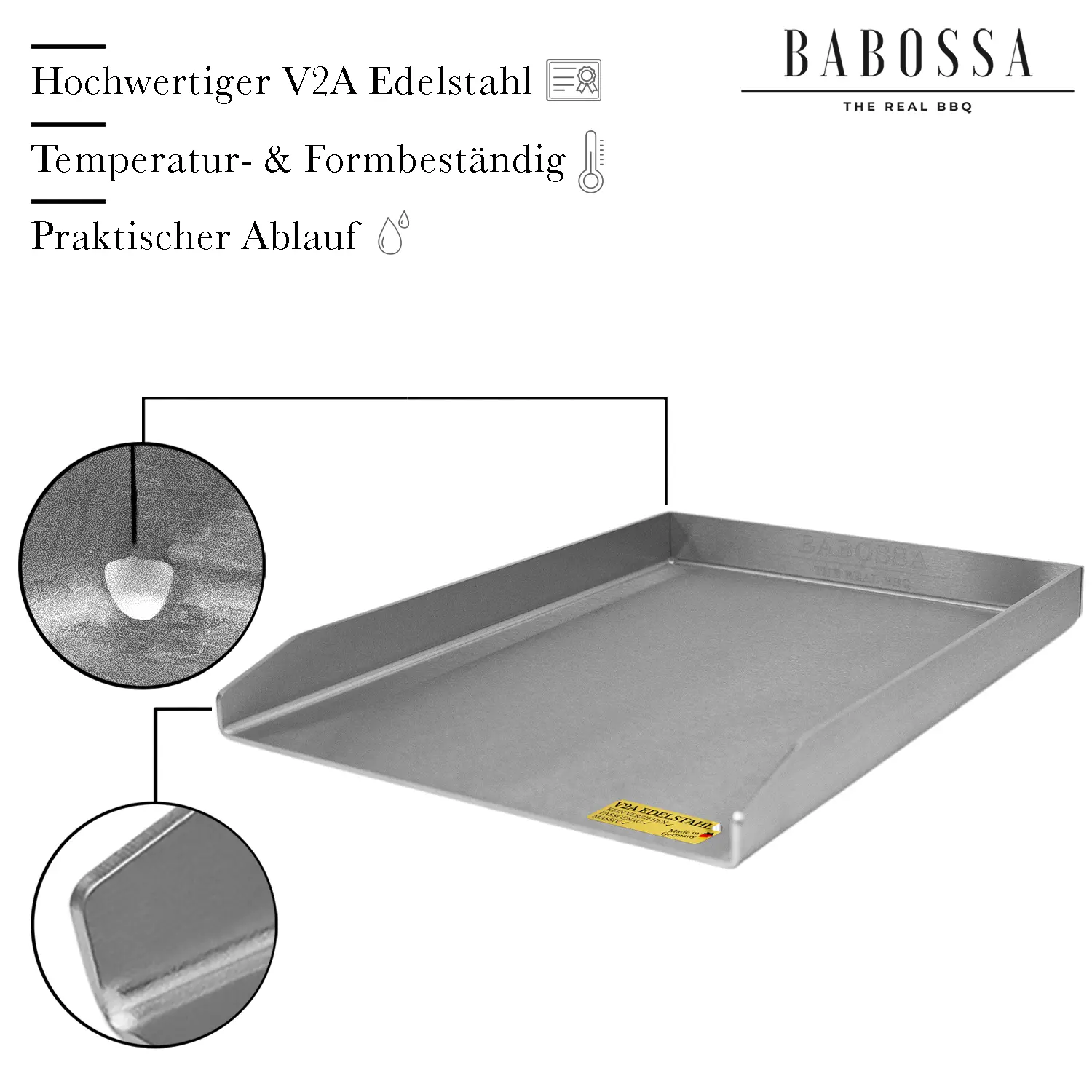 Plancha | Grillplatte | Edelstahl V2A | Universal Medium | 30x40cm