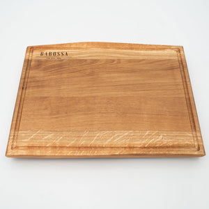 BABOSSA | Eichen Schneidebrett L | Naturkante | Saftrille | 44,5x35x4,5 cm - BABOSSABABOSSA | Eichen Schneidebrett L | Naturkante | Saftrille | 44,5x35x4,5 cmHolzbrettBABOSSABABOSSA