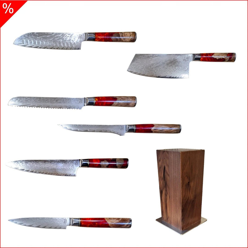 Babossa "Ignite" 6 - teiliges Messerset mit Messerblock - BABOSSABabossa "Ignite" 6 - teiliges Messerset mit MesserblockBABOSSABABOSSA