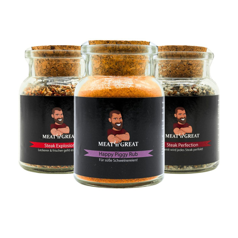 Meat Bundle | Steak Expolosion, Steak Perfection, Happy Piggy Rub | Gläser - BABOSSAMeat Bundle | Steak Expolosion, Steak Perfection, Happy Piggy Rub | GläserGewürzMeat 'n' GreatBABOSSA