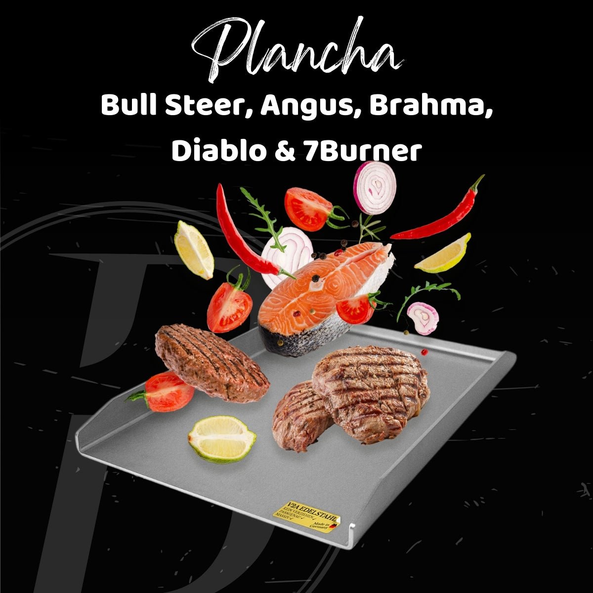 Plancha | Grillplatte | Edelstahl V2A | Bull Steer, Angus, Brahma, Diablo & 7Burner | 48,5 x 37,5cm - BABOSSAPlancha | Grillplatte | Edelstahl V2A | Bull Steer, Angus, Brahma, Diablo & 7Burner | 48,5 x 37,5cmPlanchaBull SteerBABOSSA