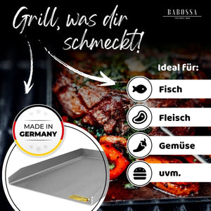 Plancha | Grillplatte | Edelstahl V2A | Weber Spirit 200 & Weber 300 | 26,0 x 44,3cm - BABOSSAPlancha | Grillplatte | Edelstahl V2A | Weber Spirit 200 & Weber 300 | 26,0 x 44,3cmPlanchaWeberBABOSSA